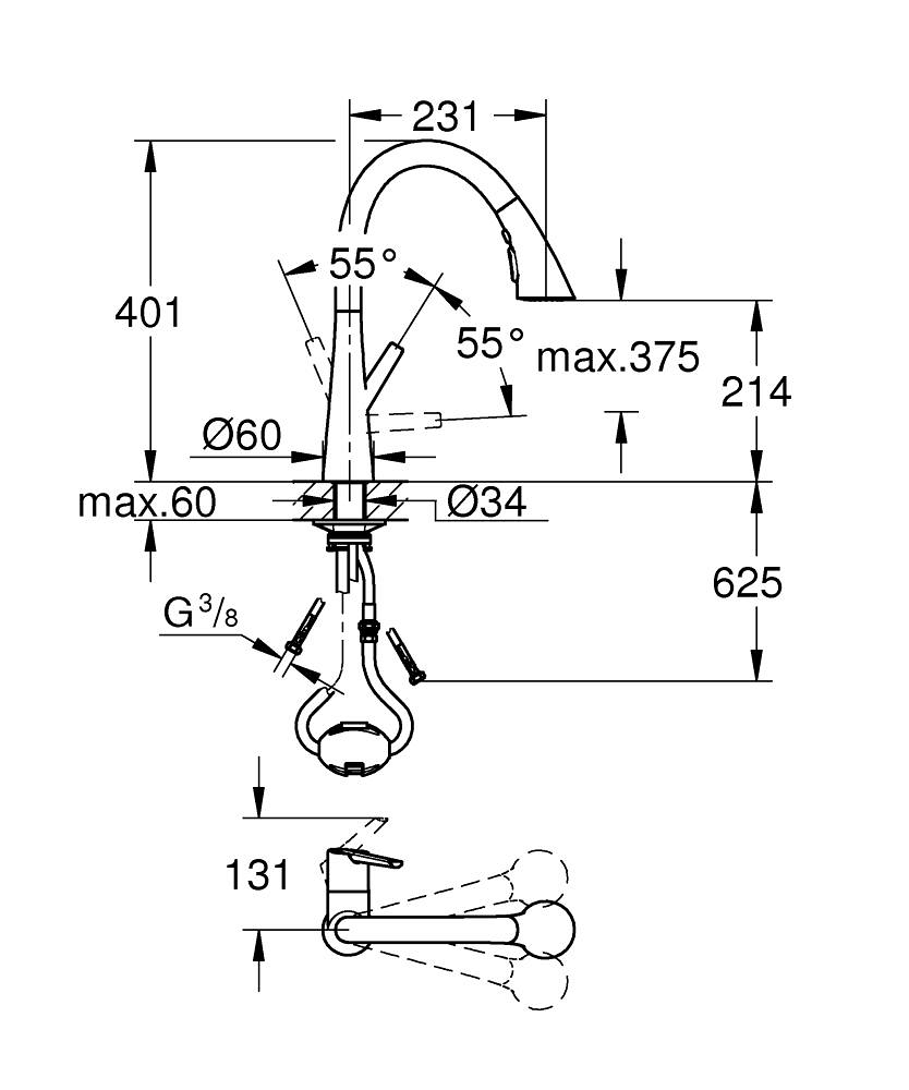 Grohe Zedra Single-lever sink mixer 1/2″ - Chrome