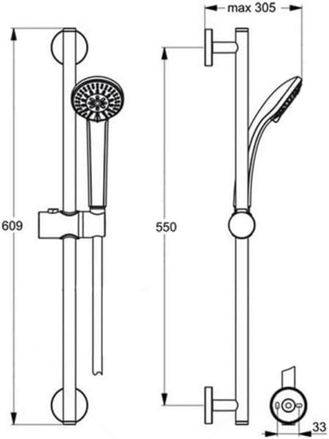 Ideal standard Aqua Shower Rail M3 Chrome D 6051AA