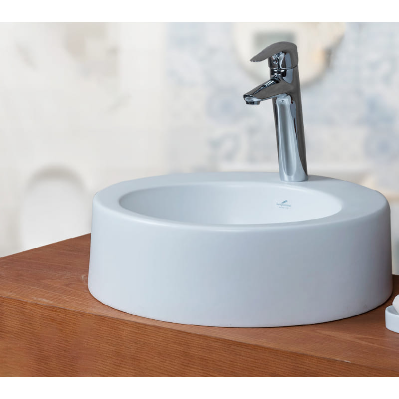 Sarreguemines Isola Over Top Washbasin with Tap Hole 49.5 cm Matte White