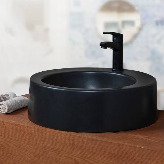 Sarreguemines Isola Over Top Washbasin with Tap Hole 49.5 cm Matte Black