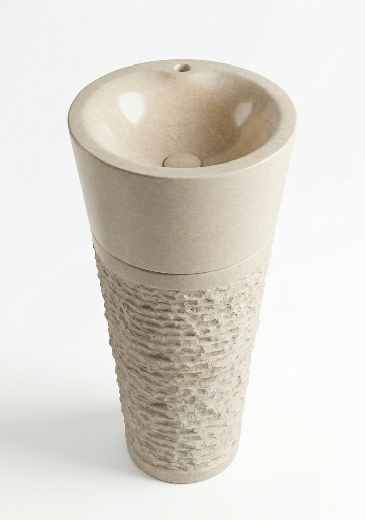 El Nada With Pedestal Washbasin with Waste Standard Coney Beige