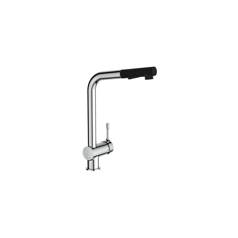 Ideal Standard Ceralook Kitchen Basin Mixer with High Tubular and Black pull out Spout L - Shape 2 Functions Chrome BC 178AA