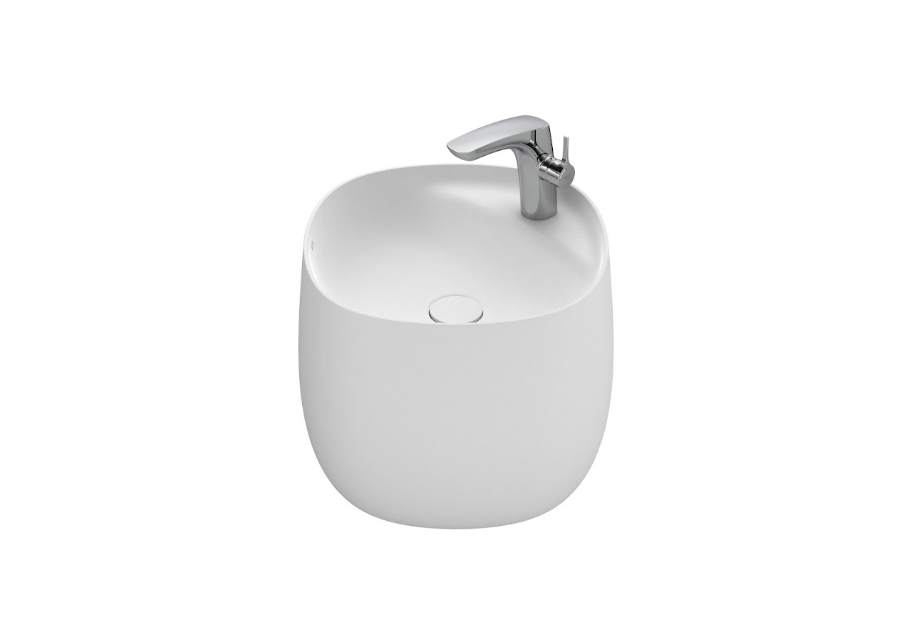 Roca Beyond Wall-hung FINECERAMIC® basin with integrated semipedestal47 × 46 cm Matte White A3270B1620