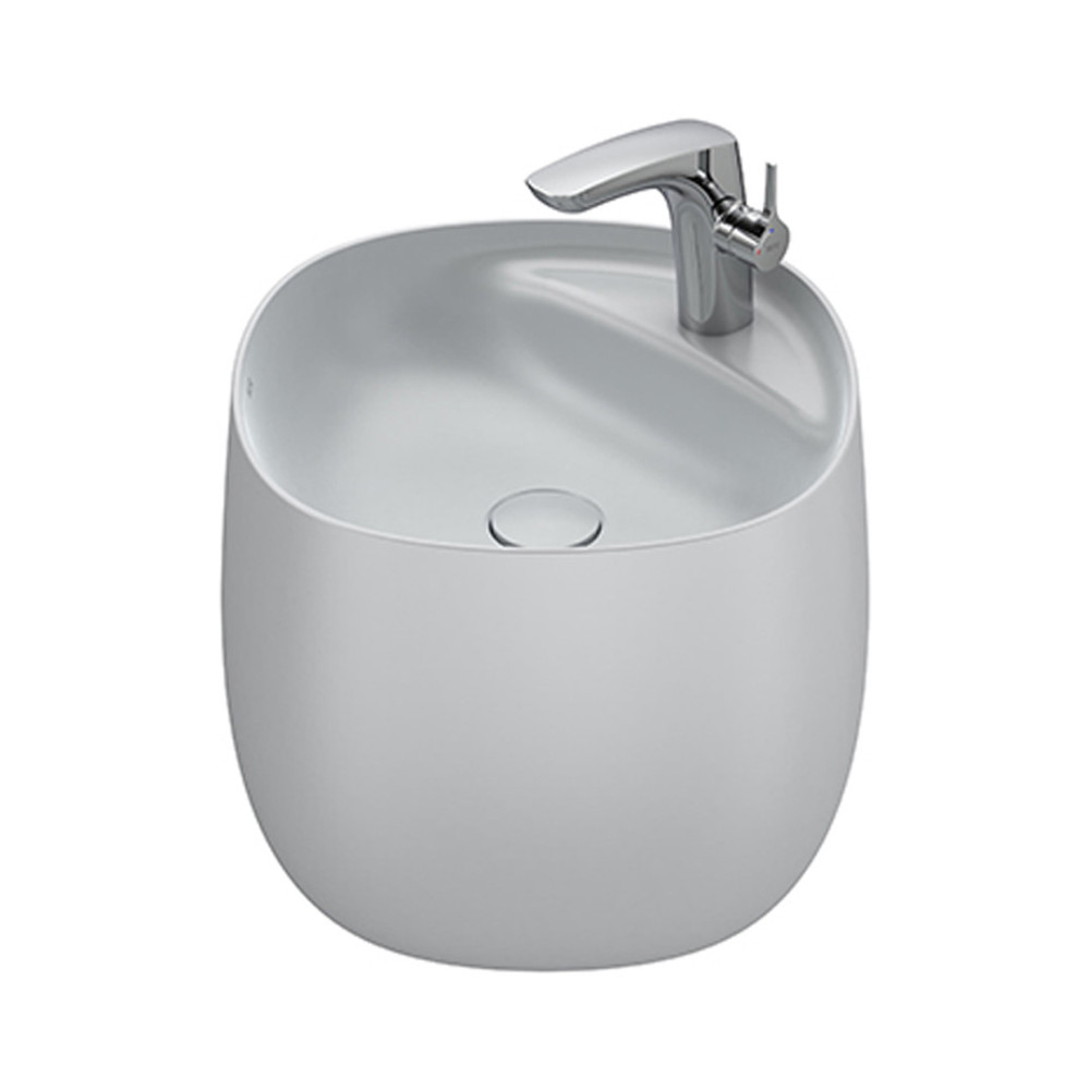 Roca Beyond Wall-hung FINECERAMIC® basin with integrated semipedestal 47 × 46 cm Pearl Grey A3270B1630