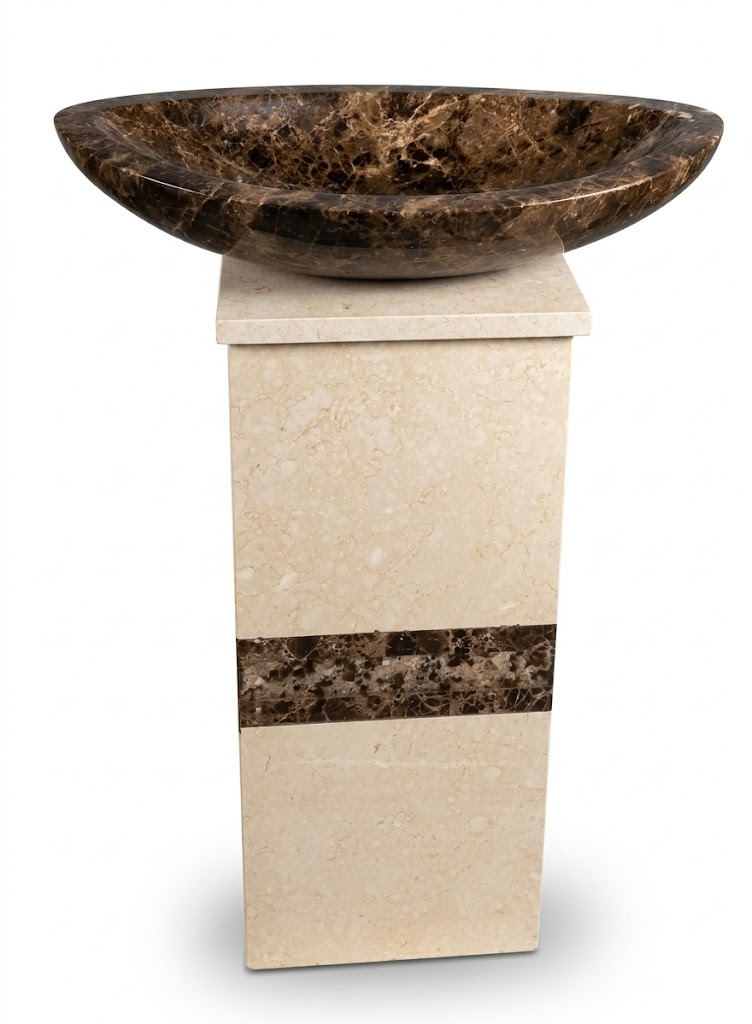 El Nada With Pedestal Washbasin with Waste Standard Emperador 66