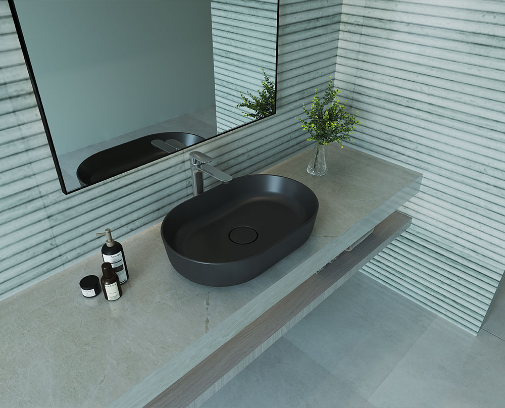 Sanipure Titan Over Top WashBasin 40 x 60 Cm Matte Black 506600900
