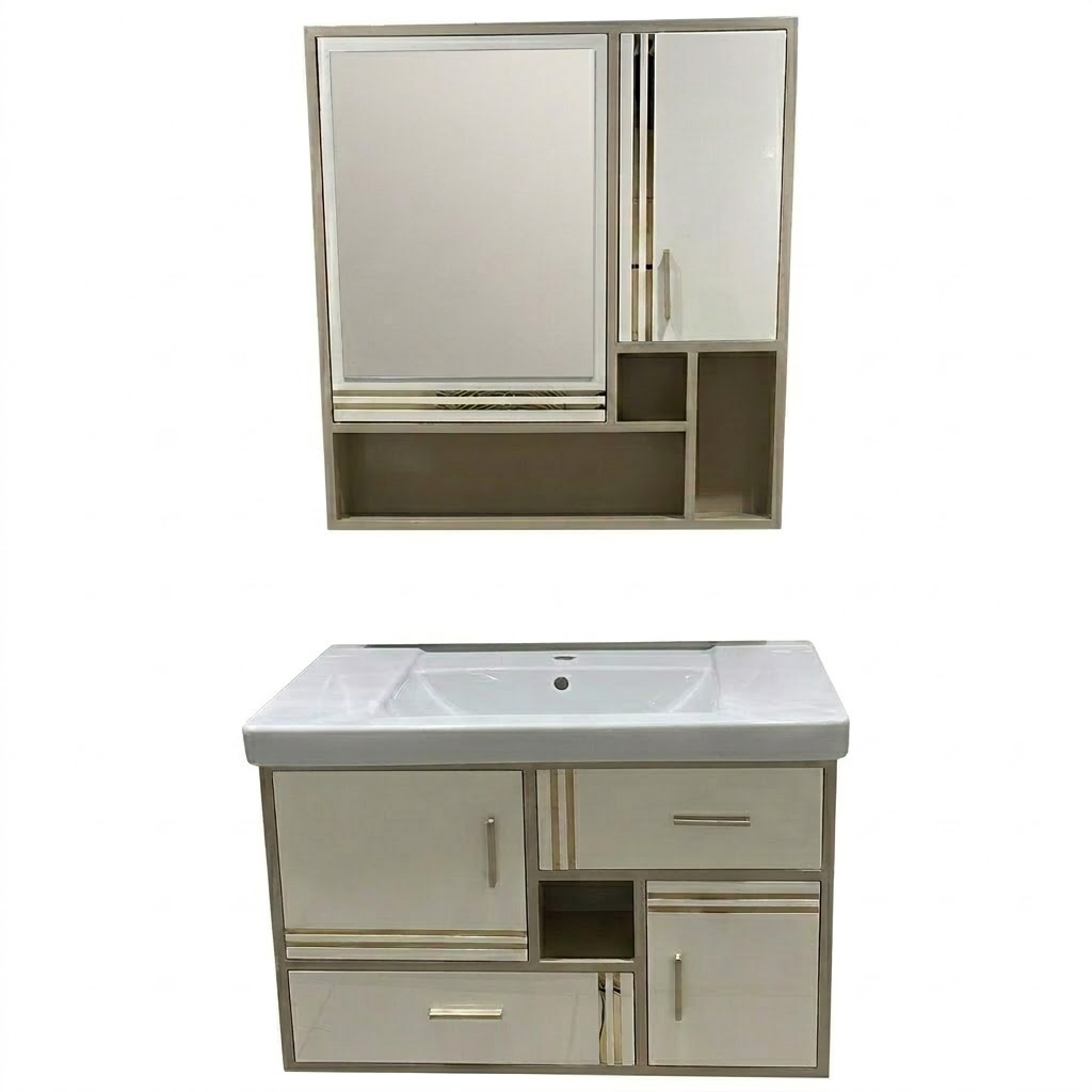 Waterproof unit PV 2024 boardium with mirror for 85 cm Basin Cappuccino