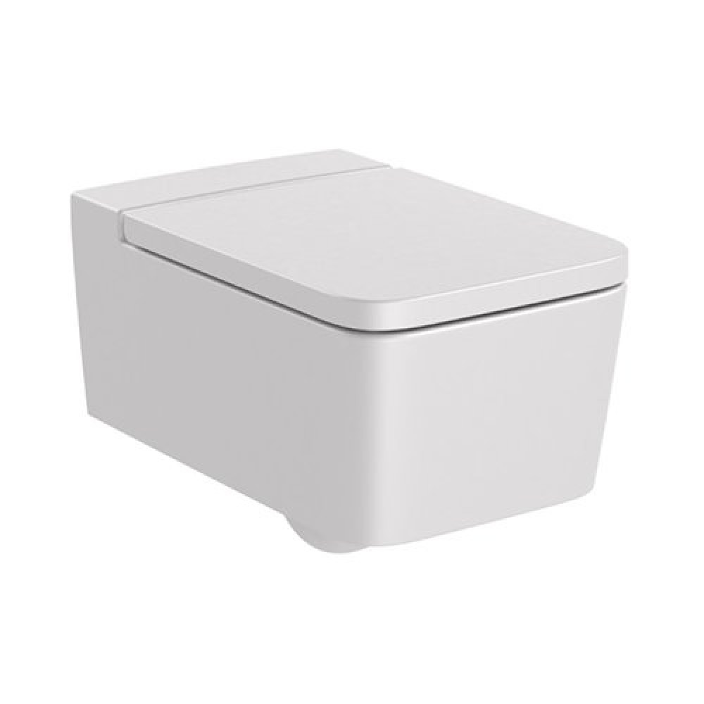 Roca Inspira SQUARE - Vitreous china Rimless wall-hung WC with horizontal outlet Pearl Grey A34653E630