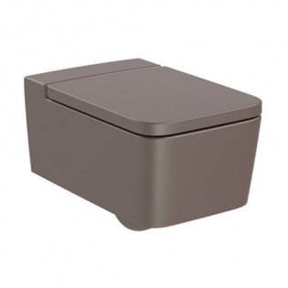 Roca Inspira SQUARE - Vitreous china Rimless wall-hung WC with horizontal outlet Coffee A34653E660