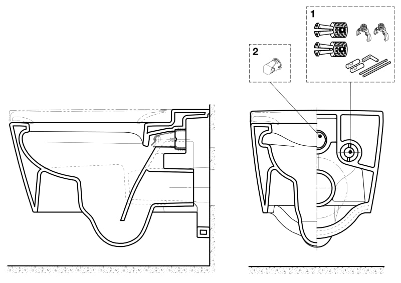 Roca Inspira ROUND - Vitreous china Rimless wall-hung WC with horizontal outlet Coffee A34652E660