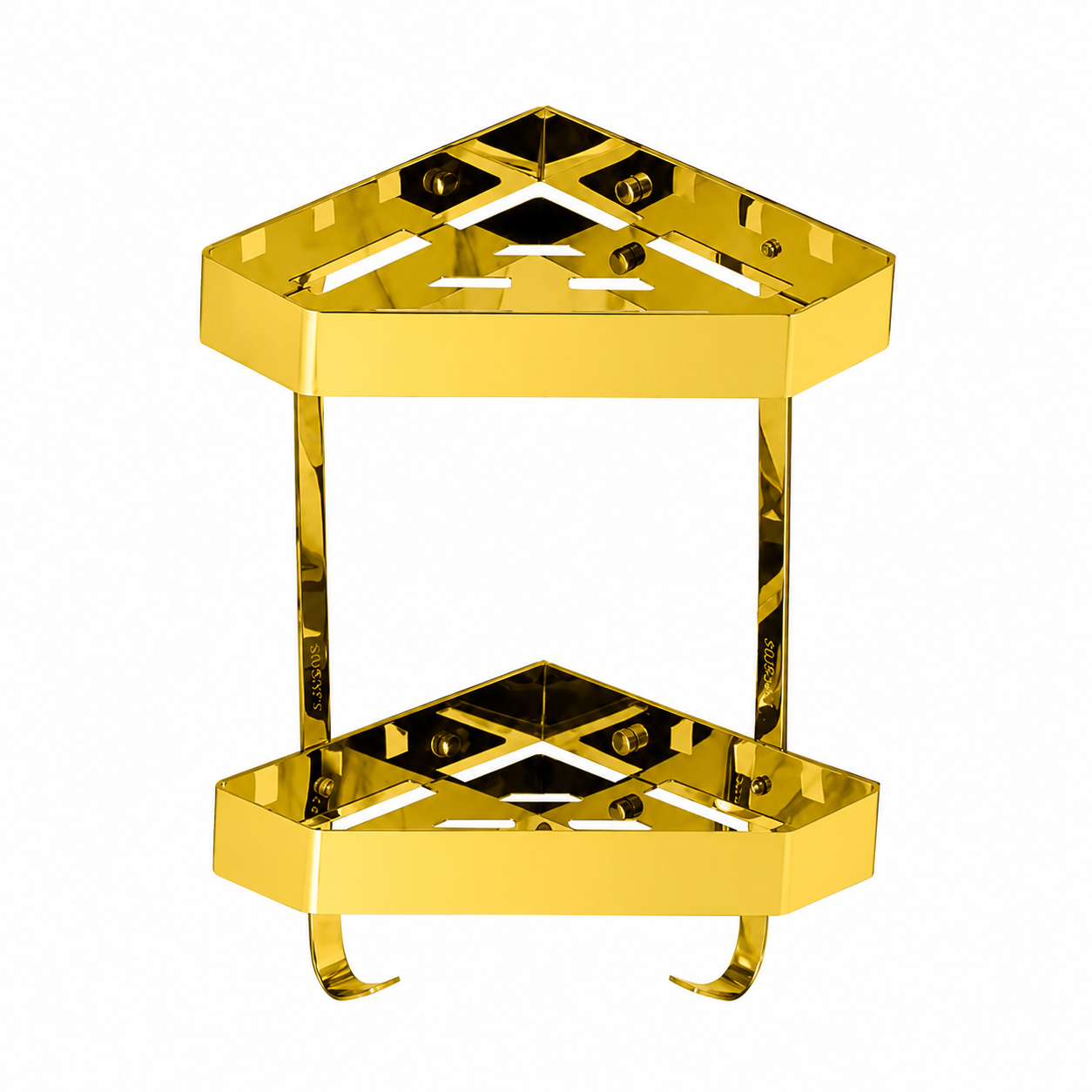 Infinity Accessory Bathroom Corner, 2 tier Glossy Gold IN 514-2G