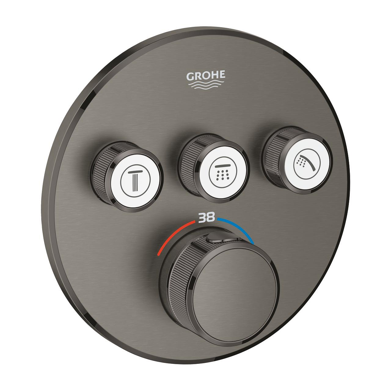 Grohe Grohtherm SmartControl Thermostat for concealed installation with 3 valves - Brushed Hard Graphite
