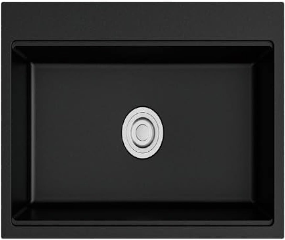 Beroia Granite Kitchen Sink 46 x 68 cm with Drain 007 Black