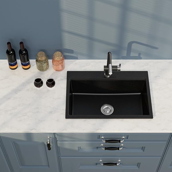 Beroia Granite Kitchen Sink 46 x 68 cm with Drain 007 Black