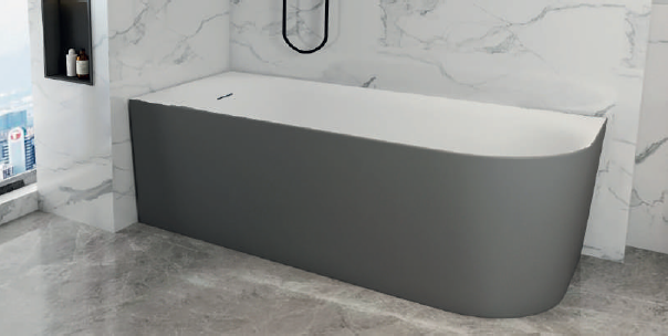 Kevano Splash Seamless Bathtub 70 × 170 cm Left With Drain - Grey