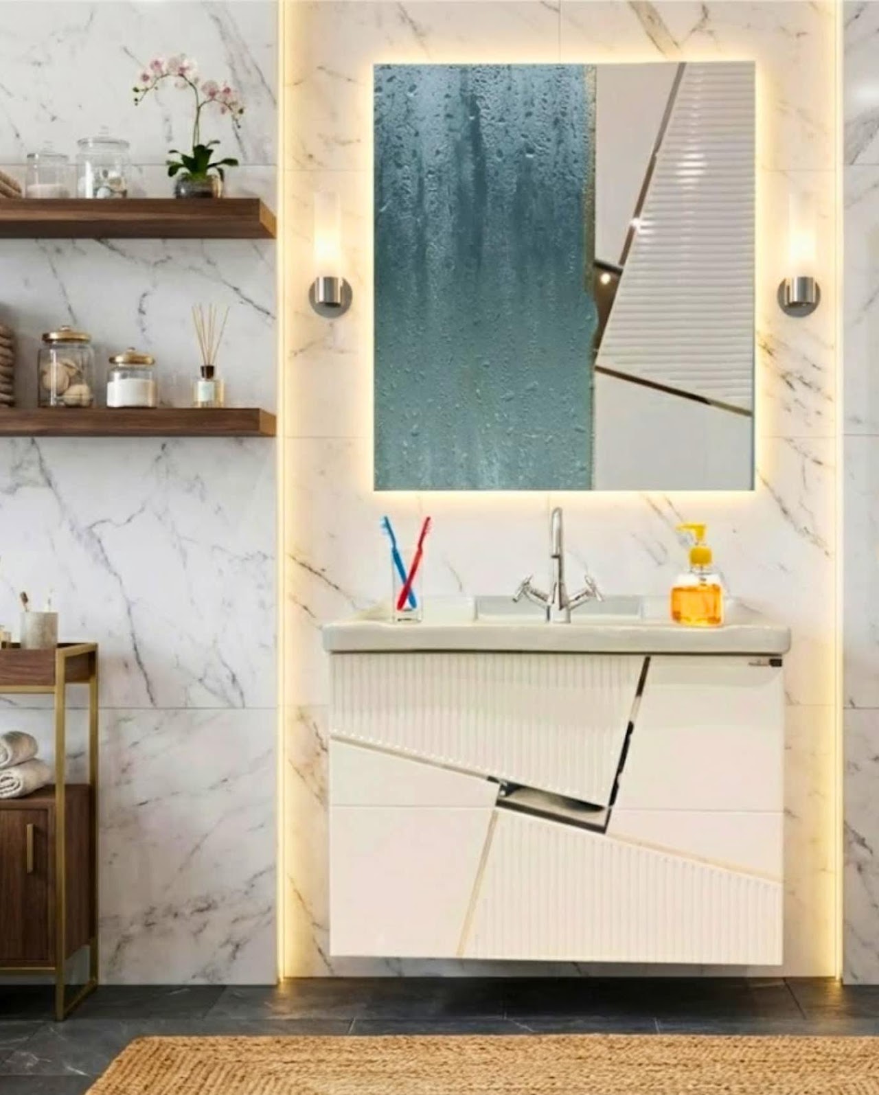 Waterproof unit PV 2026 boardium without mirror for 80 cm Basin White