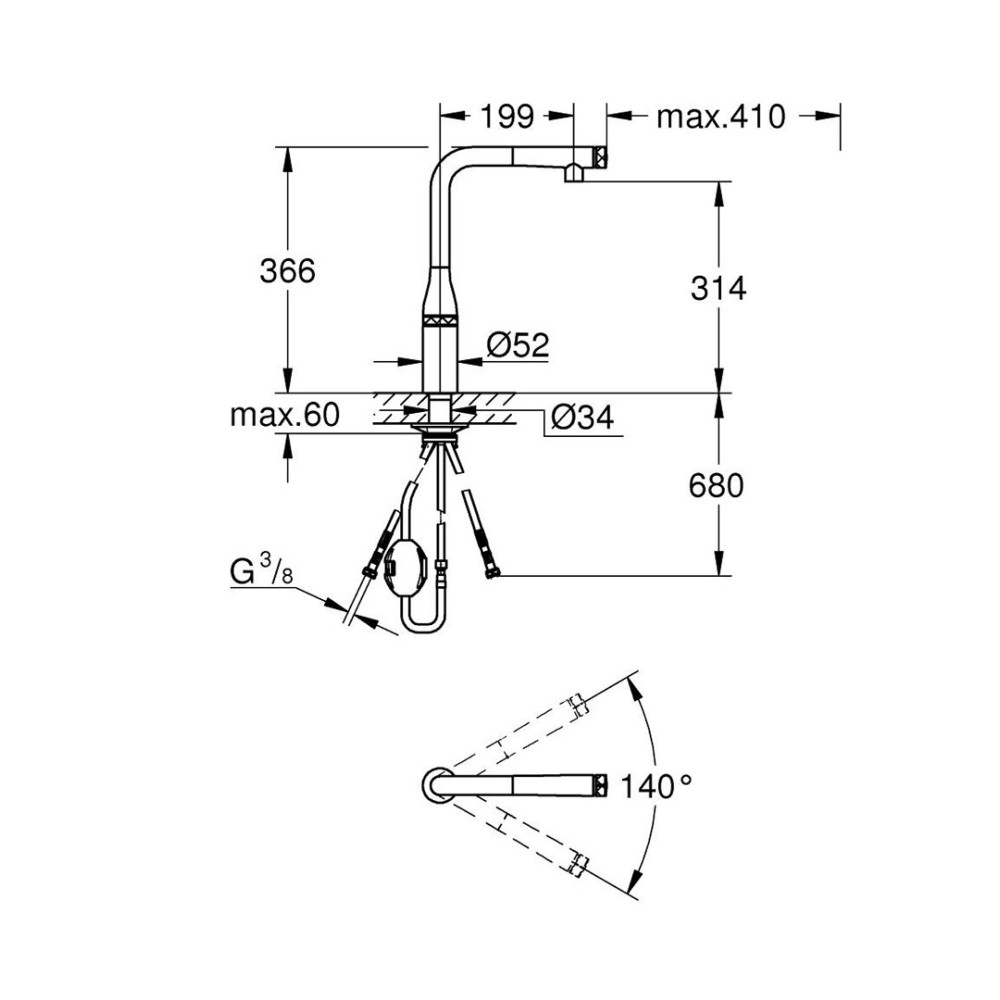 Grohe Essence Single-lever sink mixer 1/2″ Phantom Black 31928KF0