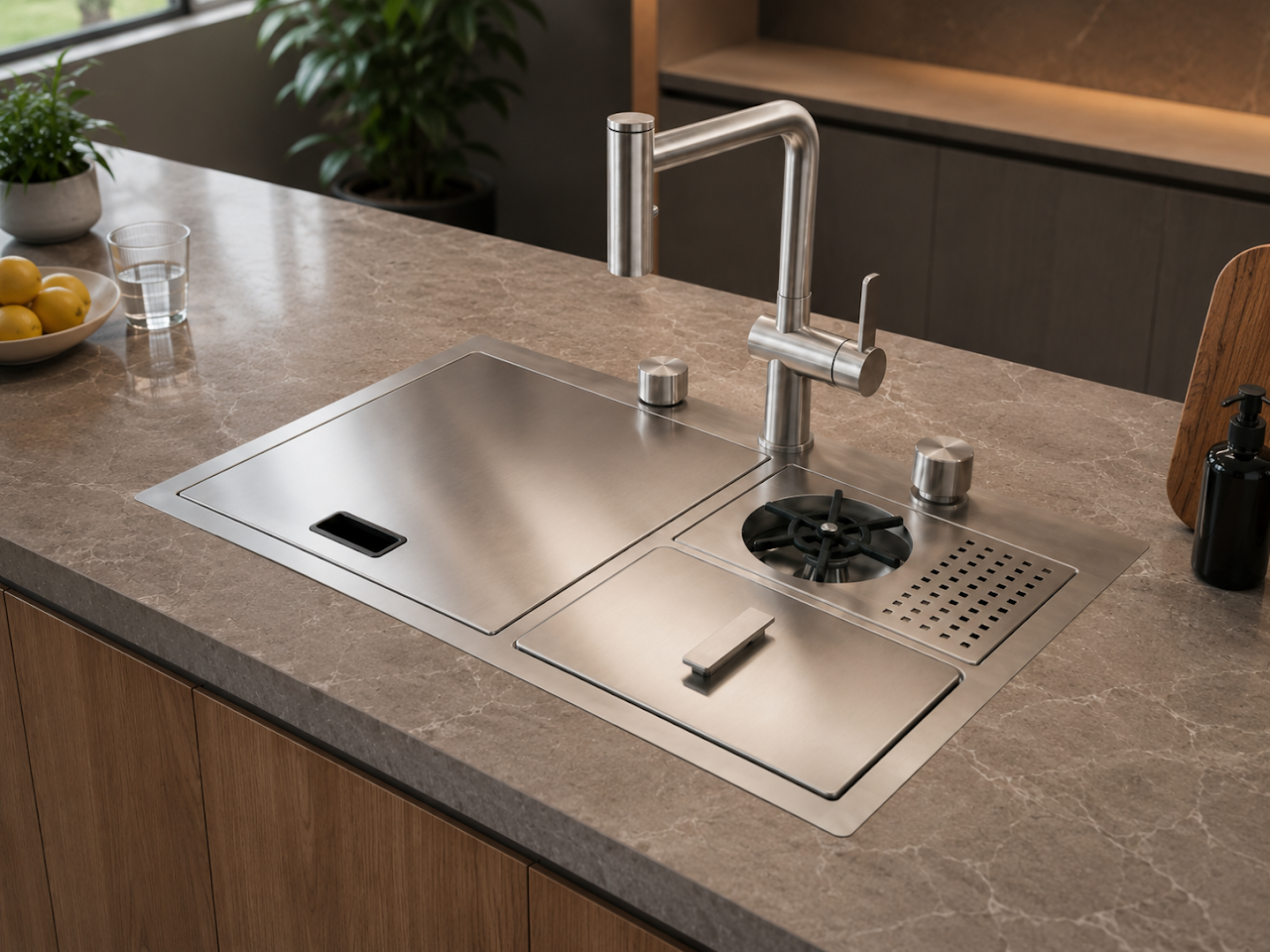 Beroia Smart Kitchen Sink 42 x 60 cm EW 6042X with Mixer, Accessories and Drain Chrome