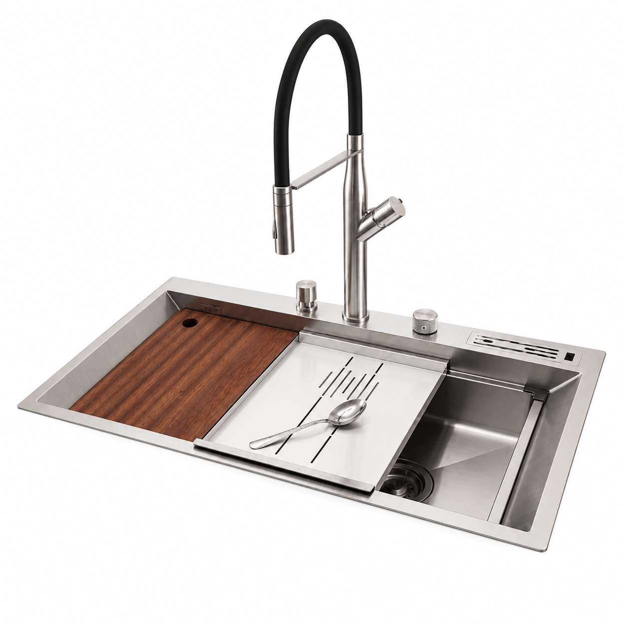 Beroia Smart Kitchen Sink 50 x 85 cm EW 8550T with Mixer, Accessories and Drain Chrome