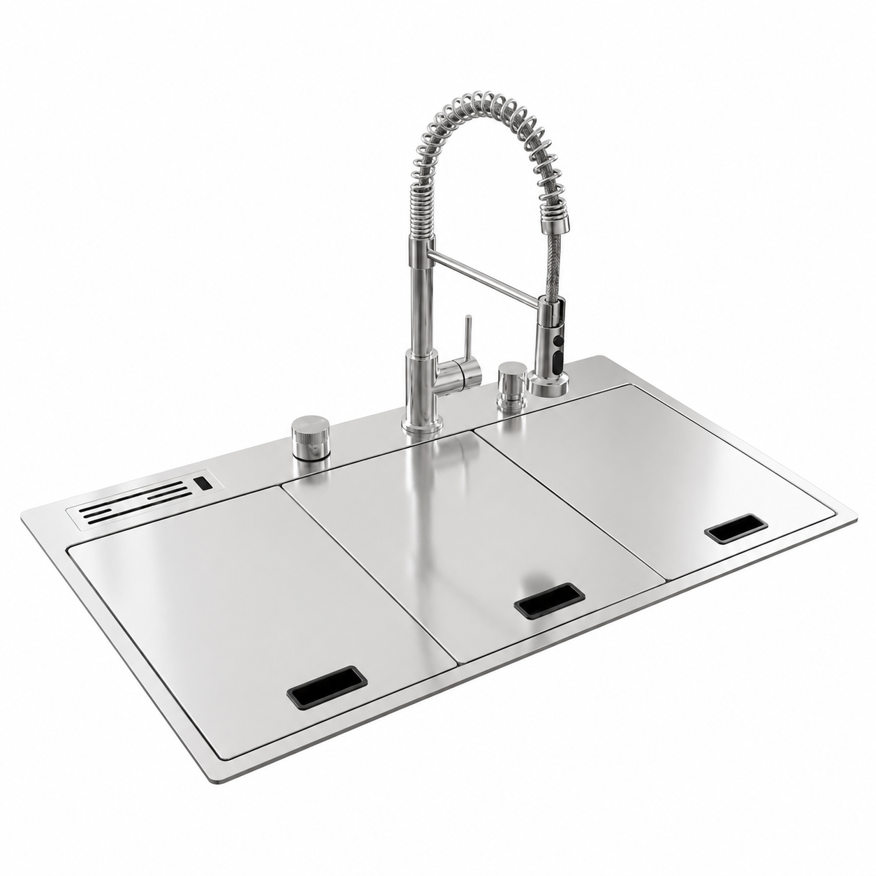 Beroia Smart Kitchen Sink 49 x 82 cm EW 8249Y with Mixer, Accessories and Drain Chrome