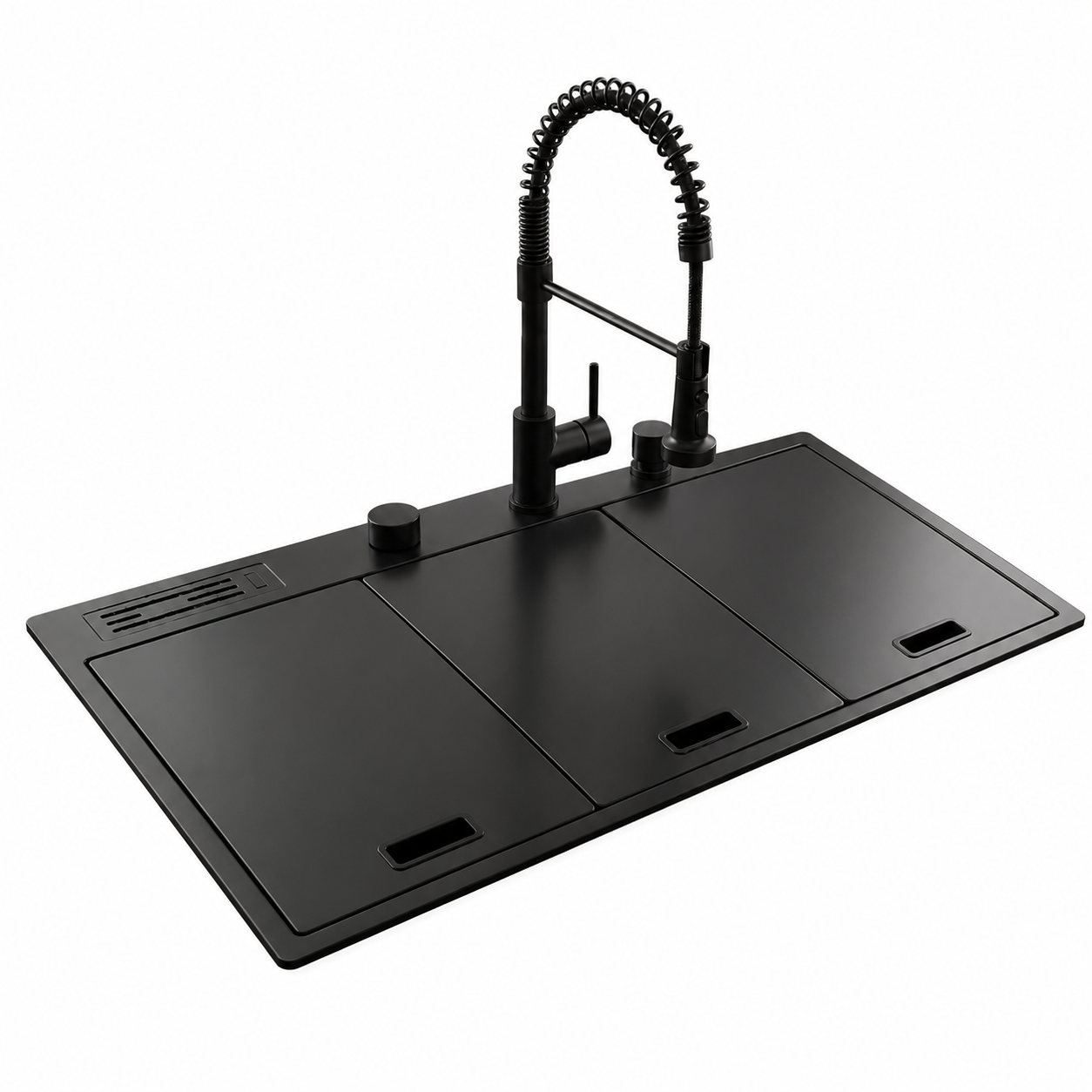 Beroia Smart Kitchen Sink 49 x 82 cm EW 8249NY with Mixer, Accessories and Drain Black