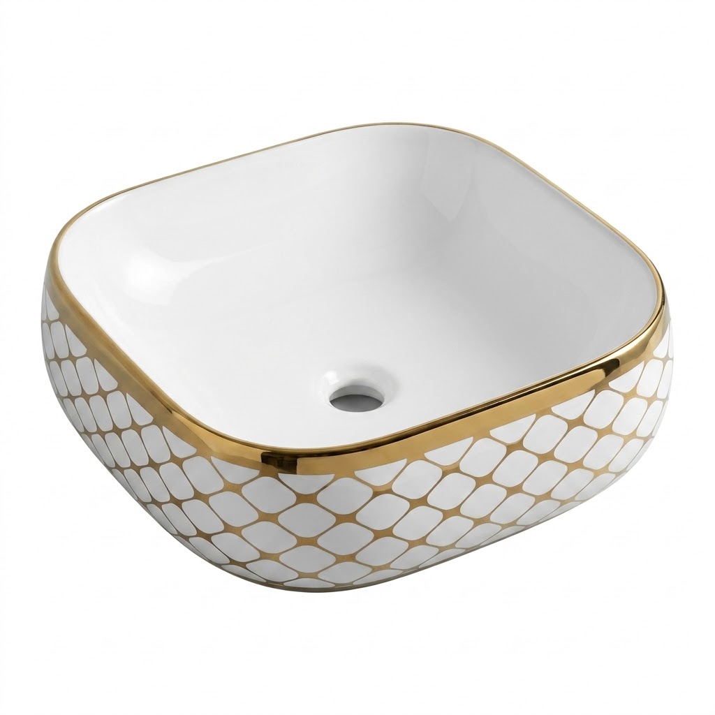 S.H Over Top Basin – Gold – 40 × 45 cm – JIS 344
