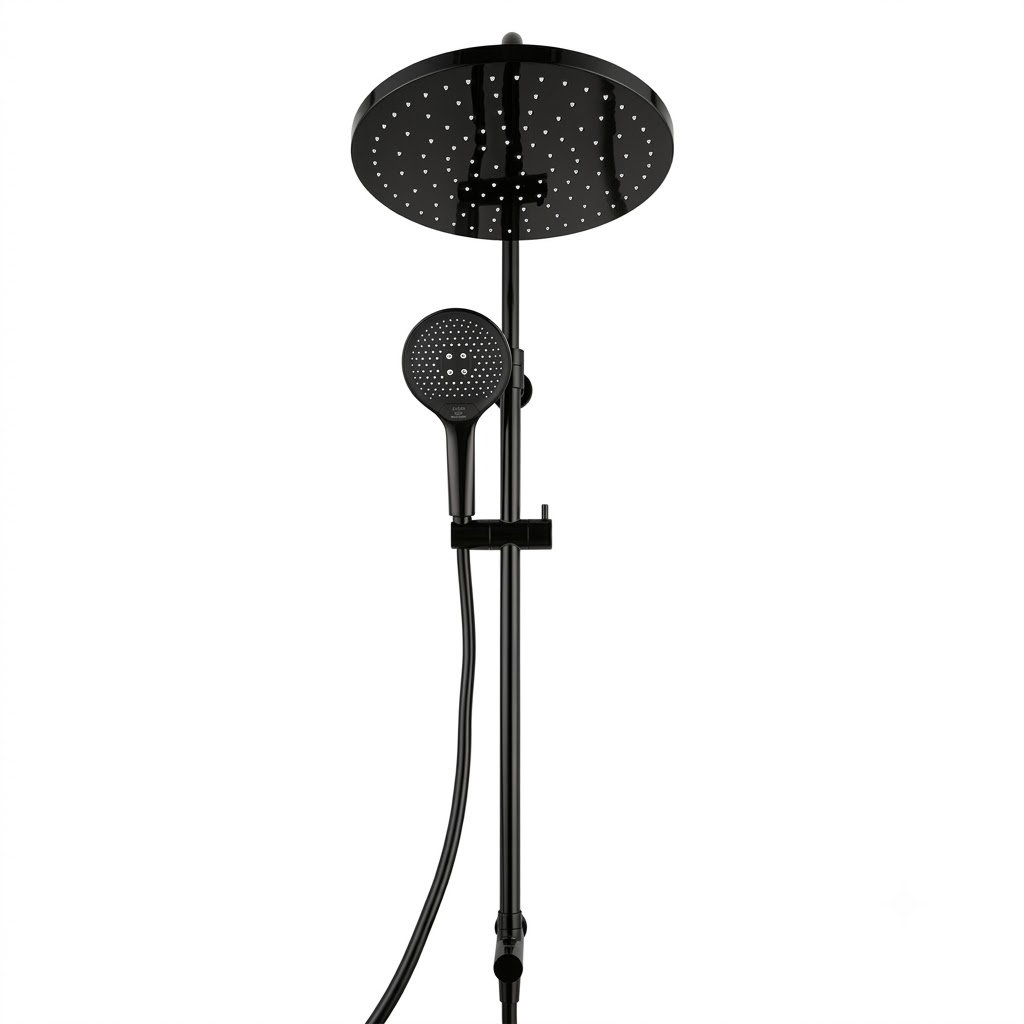 KLUDI RAK Round 2x1 Shower Set - Glossy Black