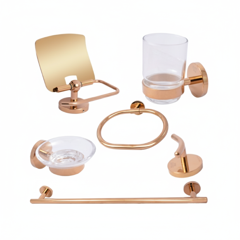 KLUDI RAK CALIBER bathroom accessories set (6 pcs) - Glossy Rose Gold