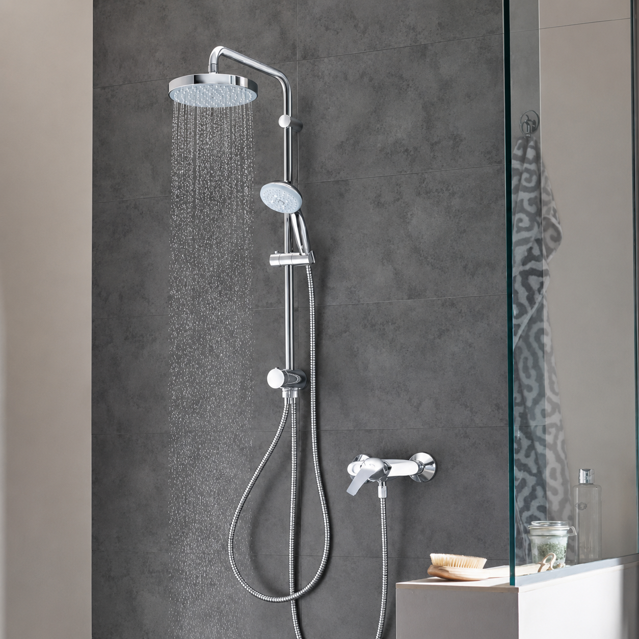 Grohe Tempesta System 200 Flex shower Set with diverter for wall mounting Chrome 27389003