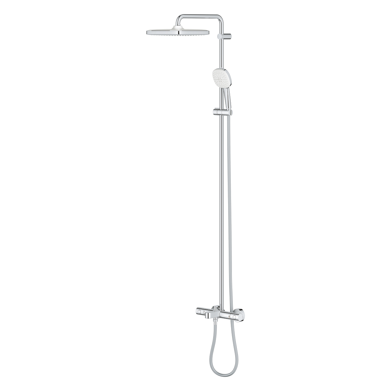 Grohe Tempesta System 250 Cube Shower Set with bath thermostat for wall mounting Chrome 26691001