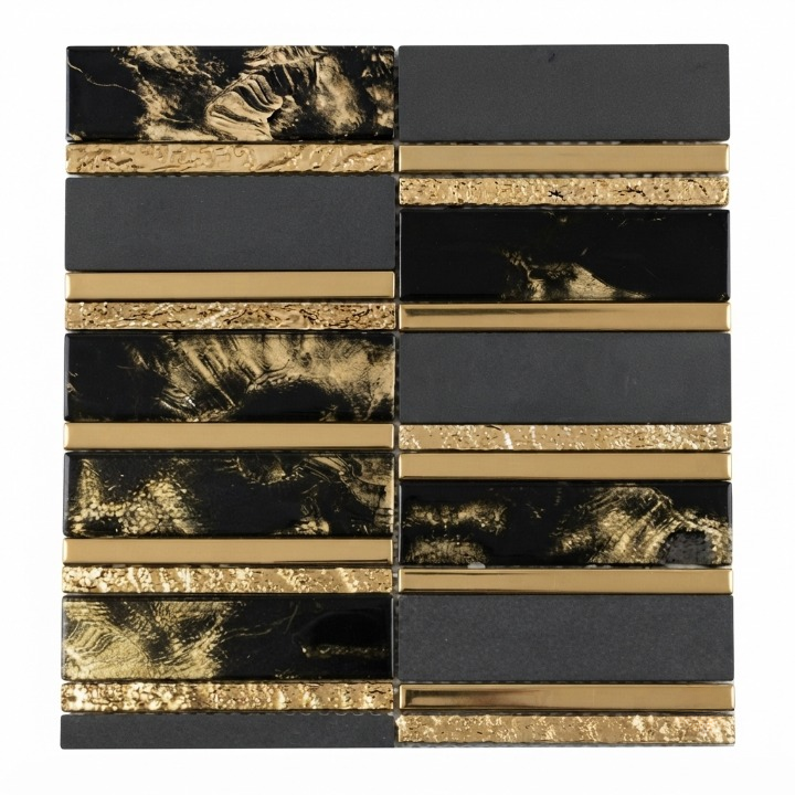 Beroia Chinese Sheet 2083 DBA Mosaic 30 × 30 cm - Gold × Black