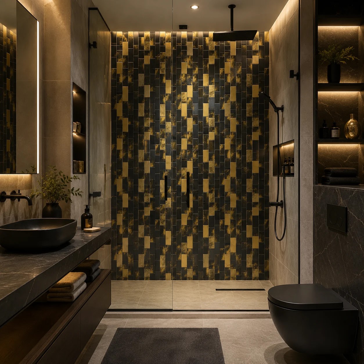 بيرويا شيت صينى 2081 DBA ح موزاييك 30 × 30 سم جولد × اسود