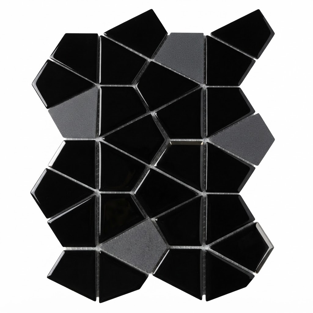 Beroia Chinese Sheet YP 204 Mosaic 27 × 31.3 cm - Grey × Black