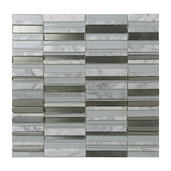 Beroia Chinese Sheet PK 01 Mosaic 30 × 30 cm - White × Grey