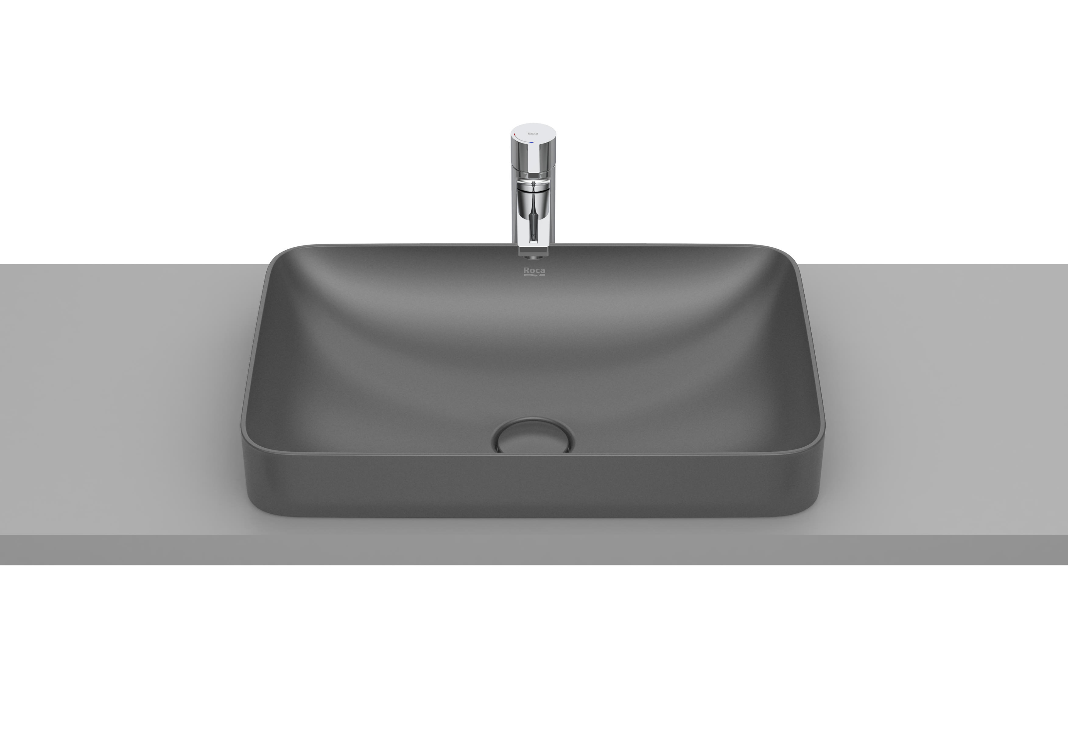 Roca Inspira Square In countertop basin 55 × 37 cm Onyx Dark Grey A327534640