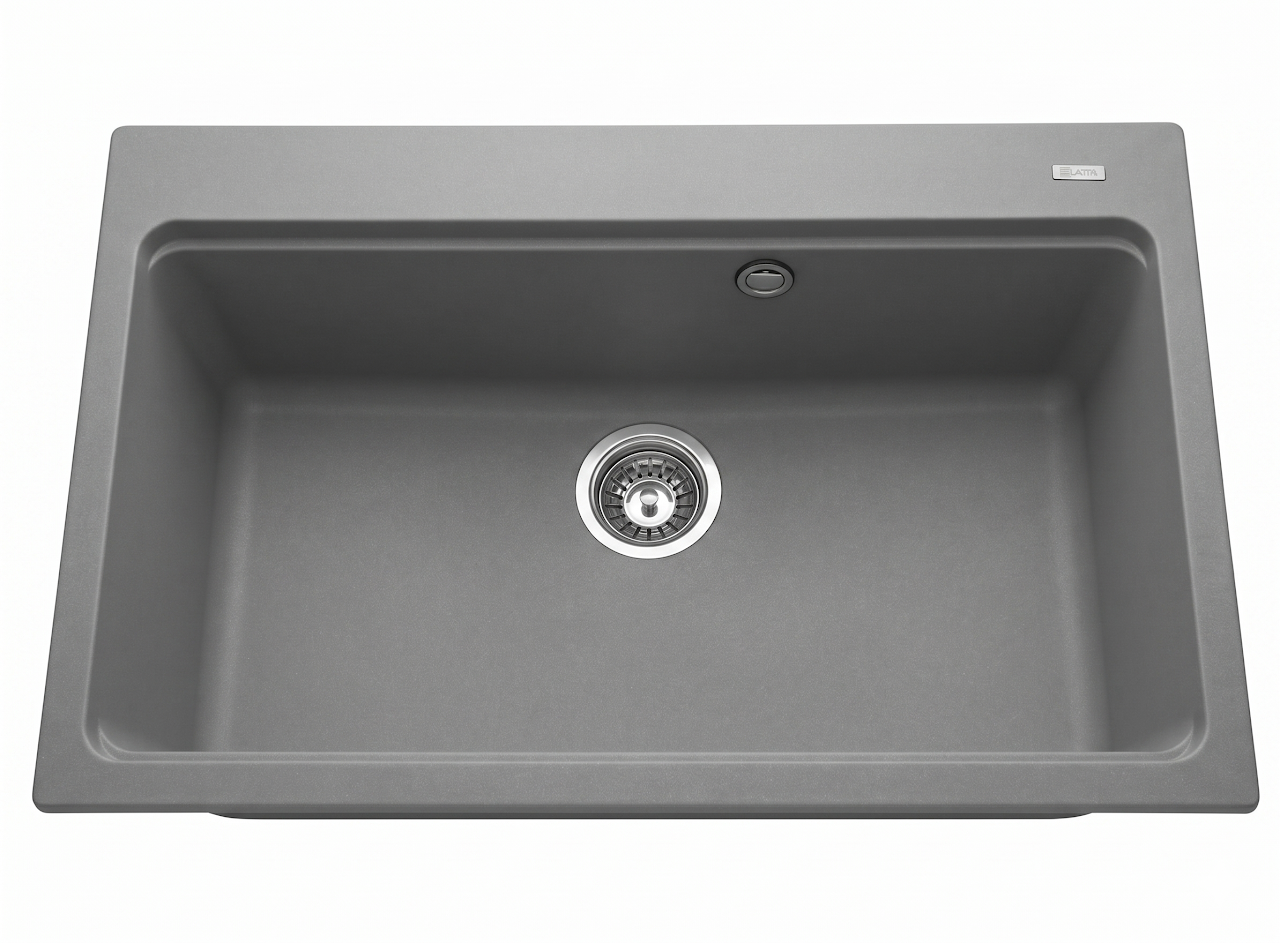 Beroia Granite Kitchen Sink 48 x 76 cm with Drain HB 8276 - 006 Light Gray