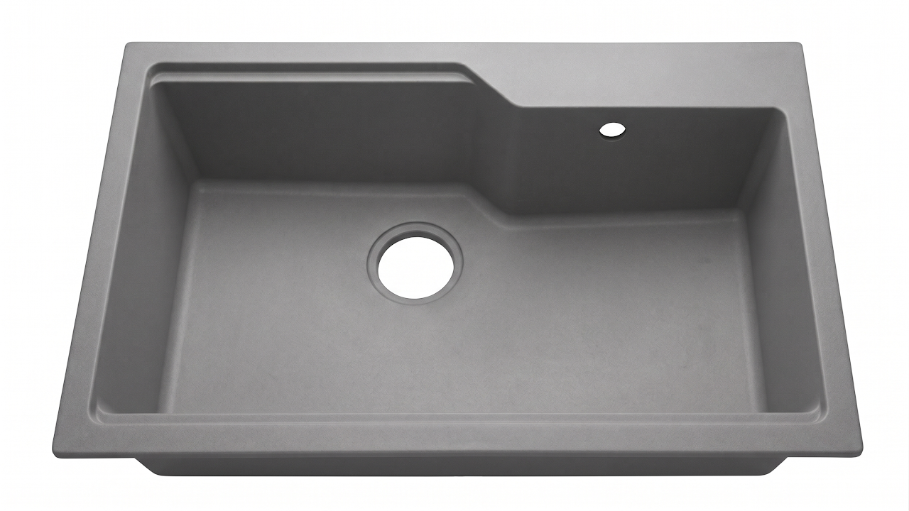 Beroia Granite Kitchen Sink 46 x 76 cm with Drain HB 8335 Dark Gray