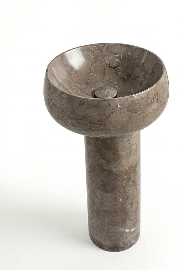 El Nada With Pedestal Washbasin with Waste Standard Grey 106