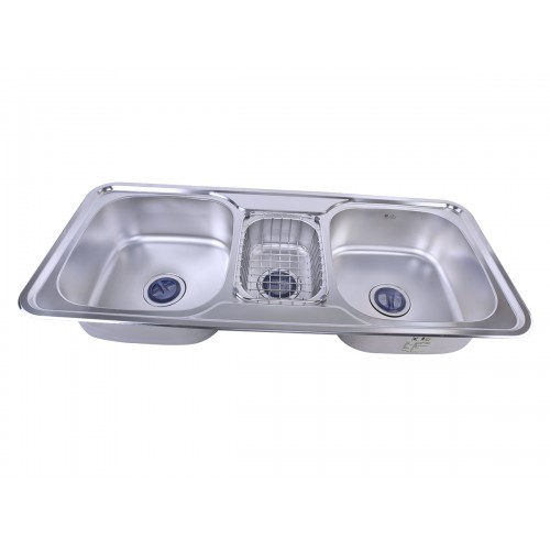 Purity kitchen sink HS 110D | 110 * 48 cm with accessories and drain Chrome