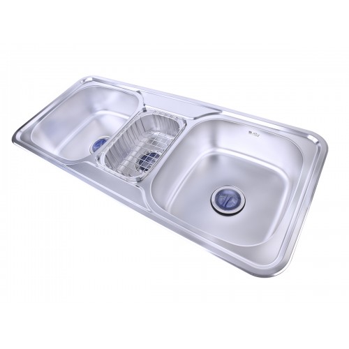 Purity kitchen sink HS 110D | 110 * 48 cm with accessories and drain Chrome
