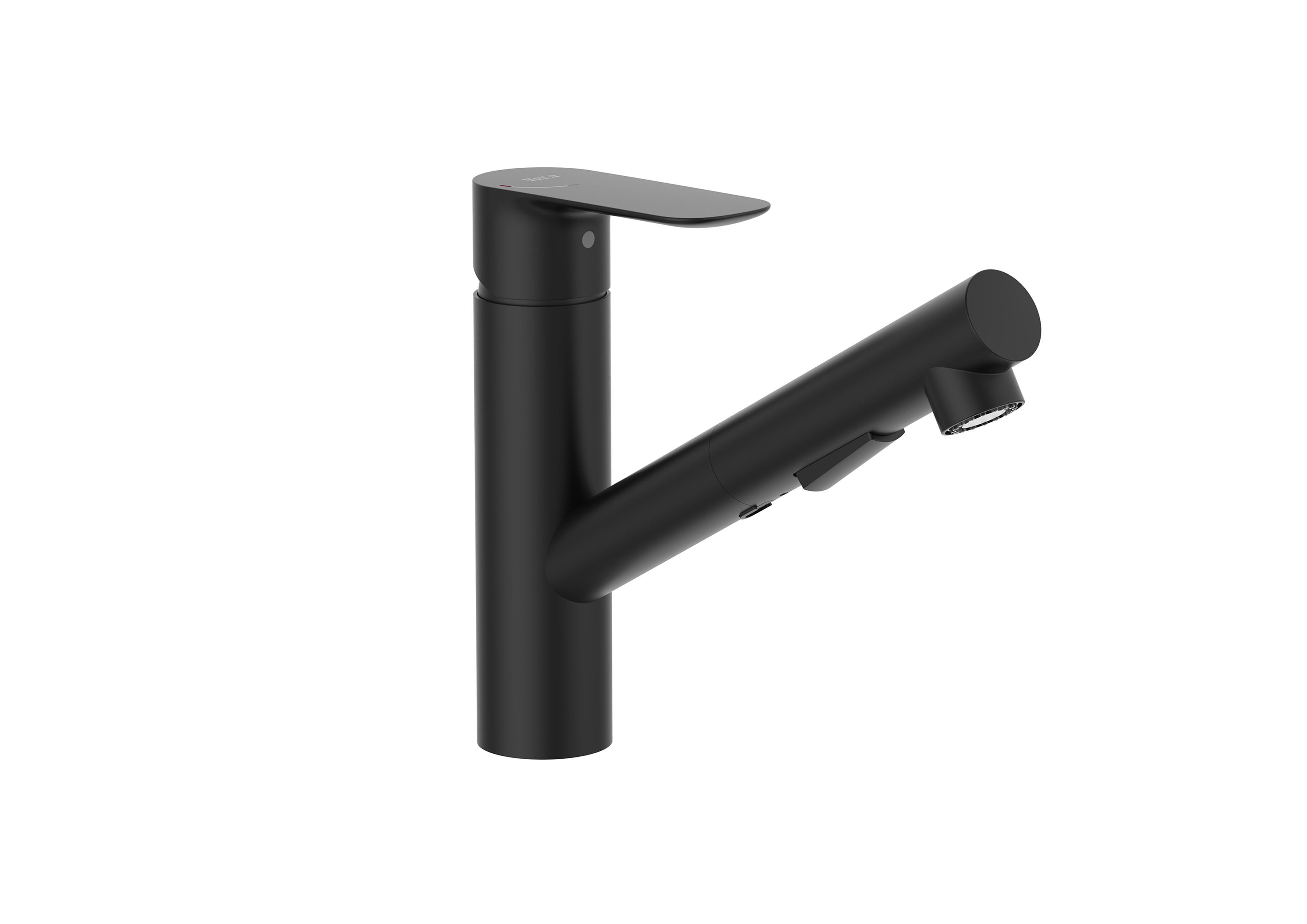 Roca Cala Kitchen mixer low pull-up spout matte black A5A806ENB0