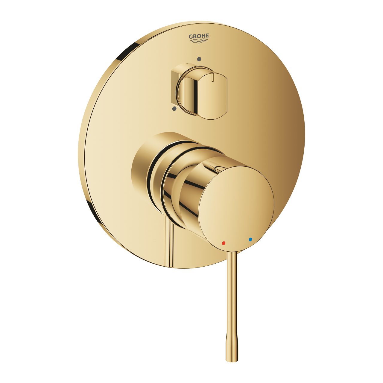 Grohe Essence Concealed Bathtub Mixer Plate with 3 Way Diverter Circular - Glossy Gold