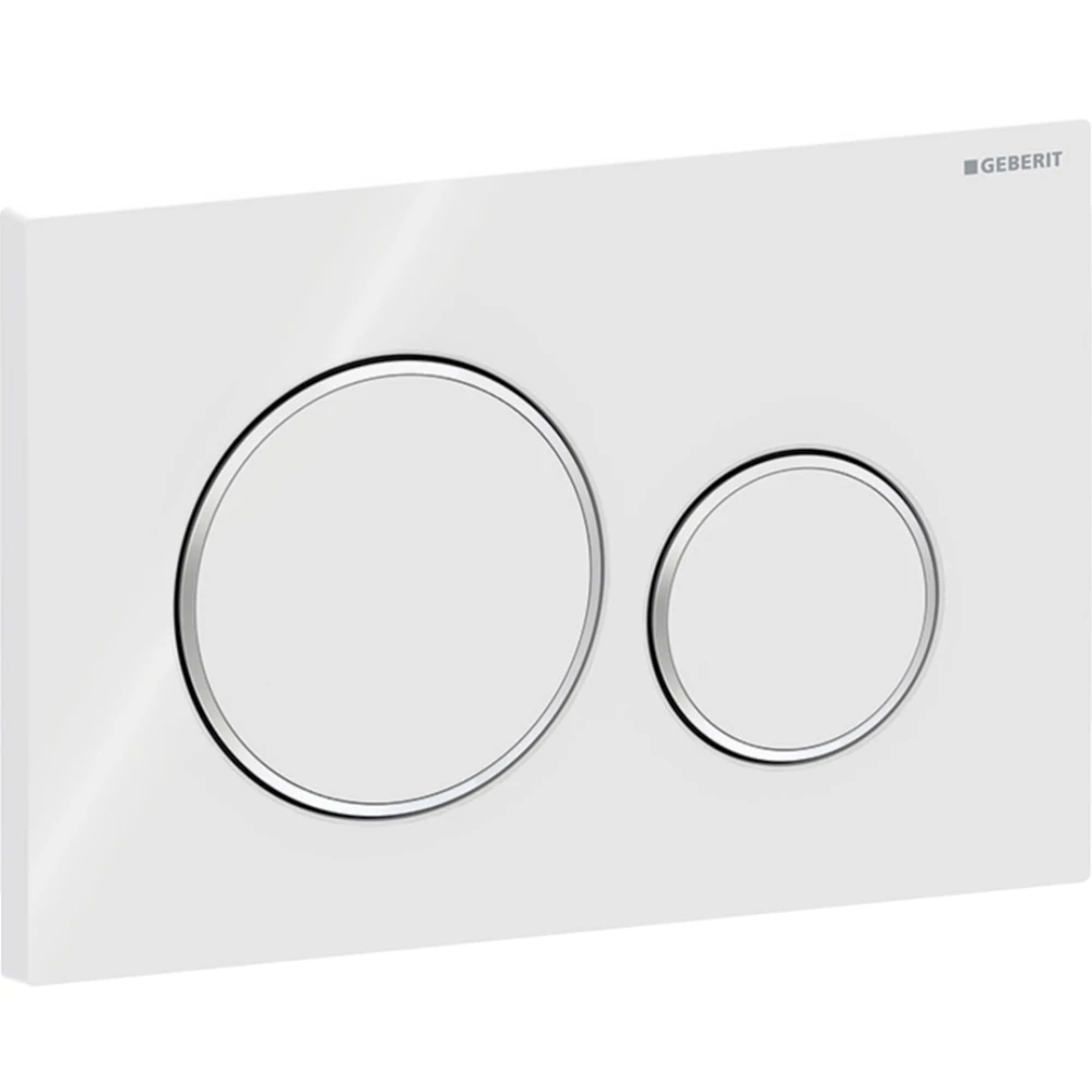 Geberit Sigma20 actuator plate round white, bright chrome rings 115882KJ1