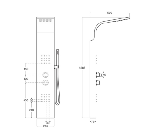 Roca Essential Shower Panel Chrome A5A9A8BC00