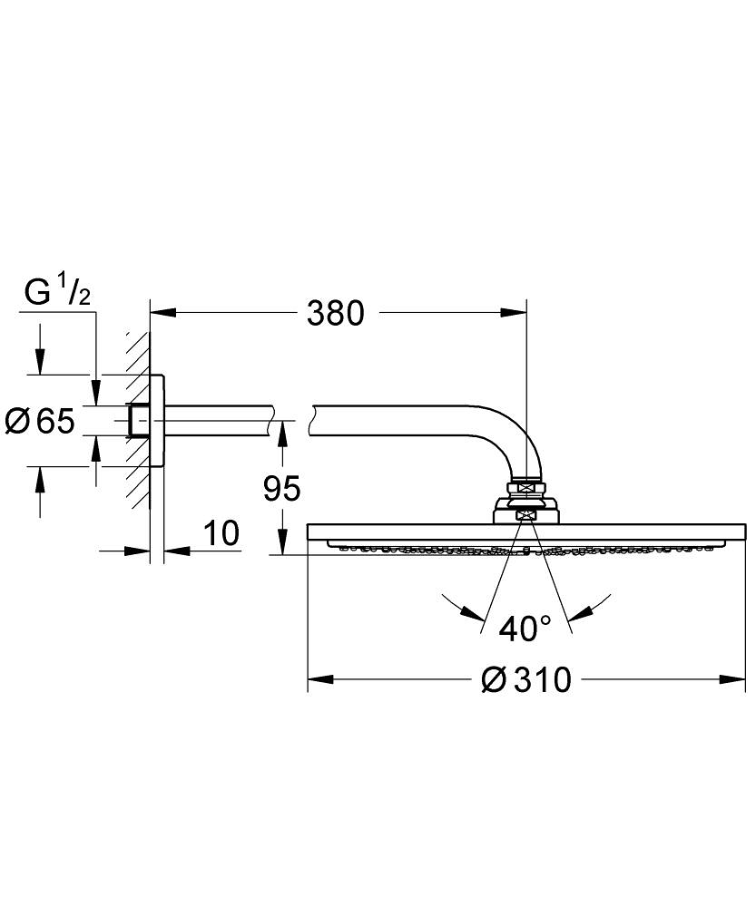 Grohe Rainshower 310 Head shower set 380 mm, 1 spray - hard graphite