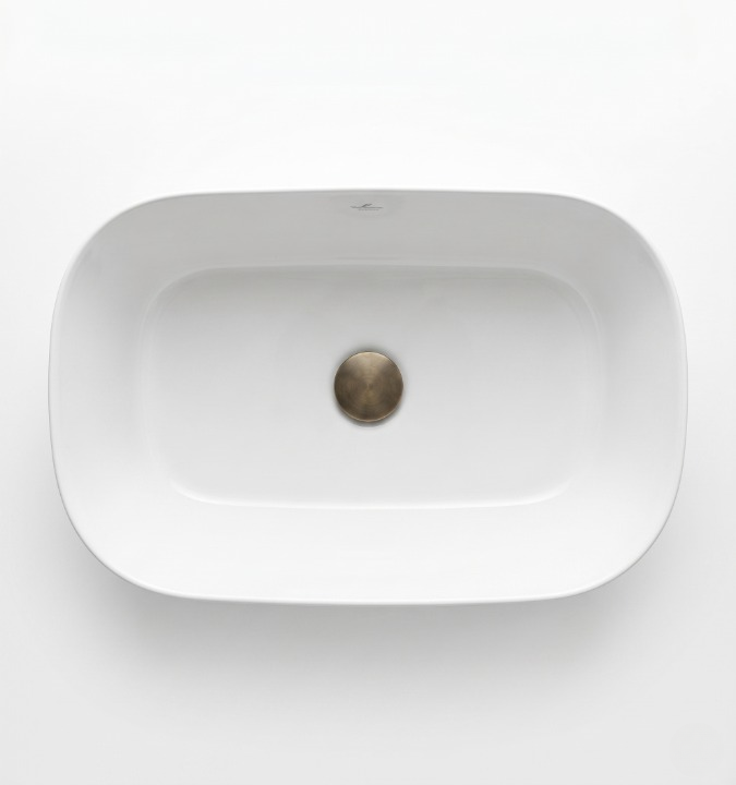 Sarreguemines Oval Top Washbasin, Plateau, 58 cm, White
