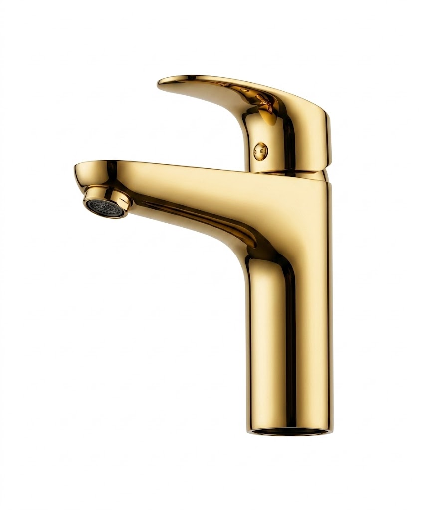 Kludi RAK Pearl Basin Mixer with Pop-up Waste Medium UAE - Glossy Gold