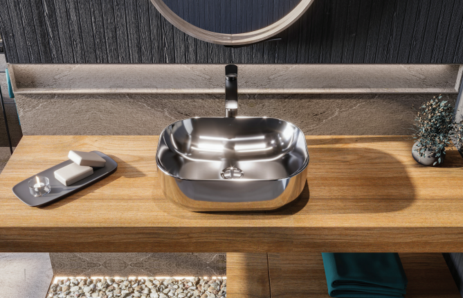 Sanipure Vega Over Top WashBasin 46 Cm glossy Grey 4403465800