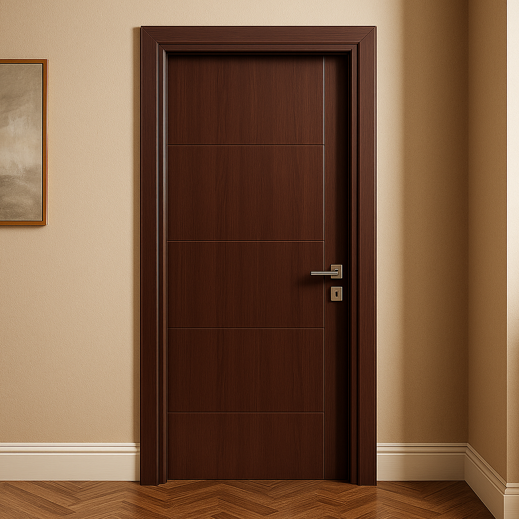 ELW باب حمام Laminate 201 PVC حلق اكريليك 80 × 215 سم بنى 212 بالاكسسوار