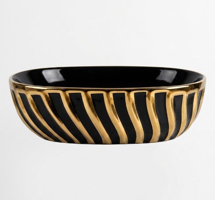 S.H Over Top Washbasin 36 × 48 cm Gold × Black 8790 A